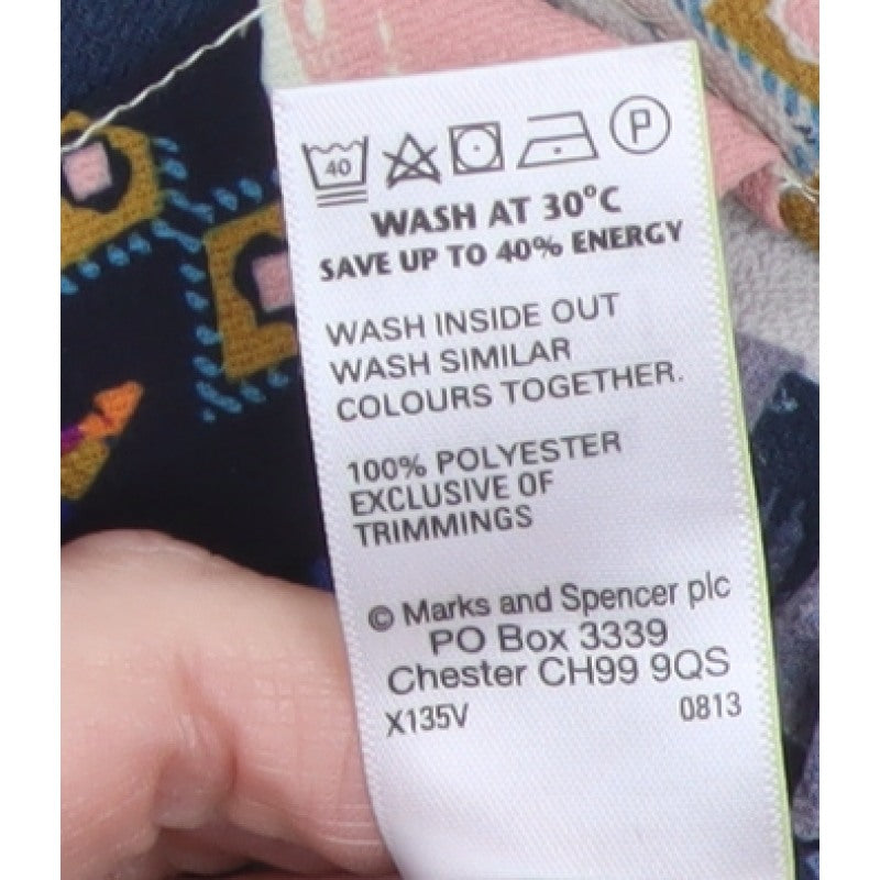 Additional view of Per Una M&S Women Multicoloured UK 12 Wrap Geometric Long Sleeve Blouse