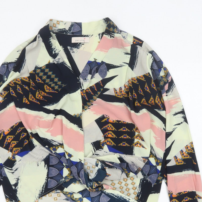 Additional view of Per Una M&S Women Multicoloured UK 12 Wrap Geometric Long Sleeve Blouse