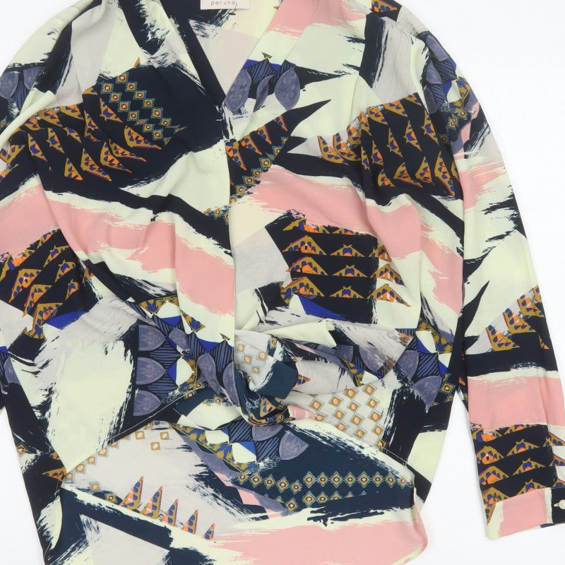 Additional view of Per Una M&S Women Multicoloured UK 12 Wrap Geometric Long Sleeve Blouse