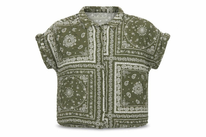 New Look Women Green Paisley Short Sleeve Tall UK 16 Button-Up Shirt