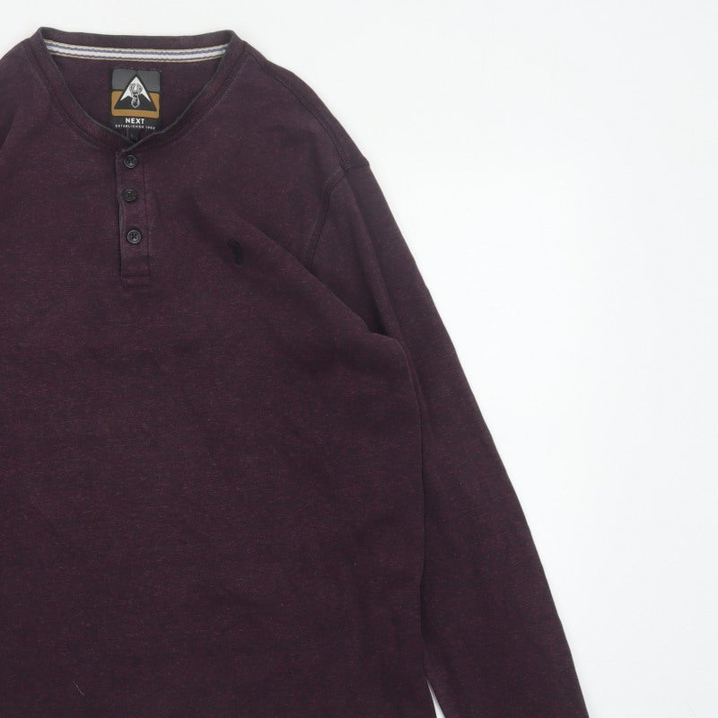 Additional view of Next Men’s Purple L Cotton Henley Long Sleeve Button Top
