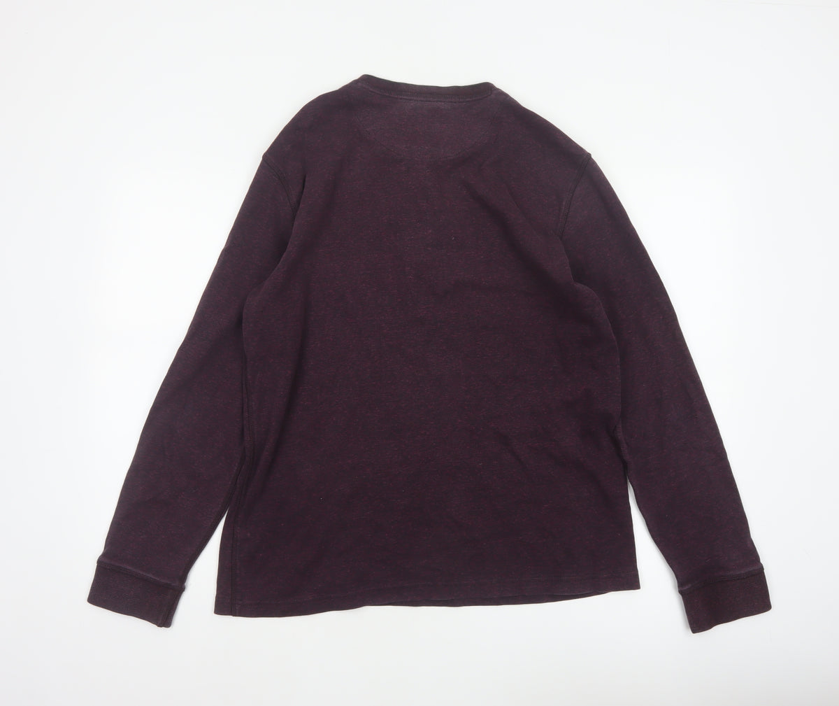 Brand and care label for Next Men’s Purple L Cotton Henley Long Sleeve Button Top