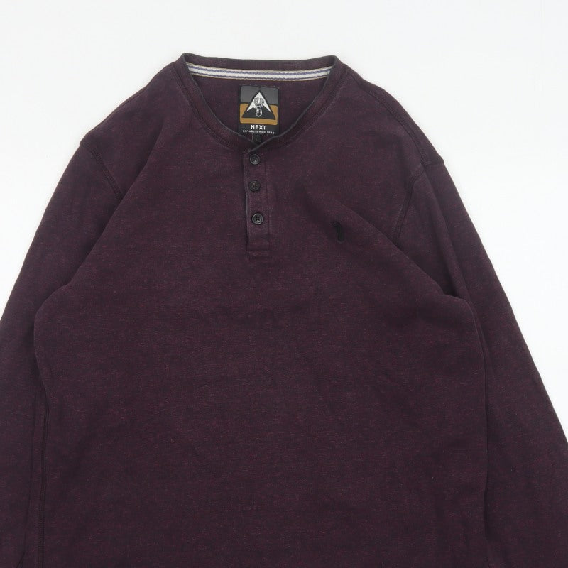 Additional view of Next Men’s Purple L Cotton Henley Long Sleeve Button Top