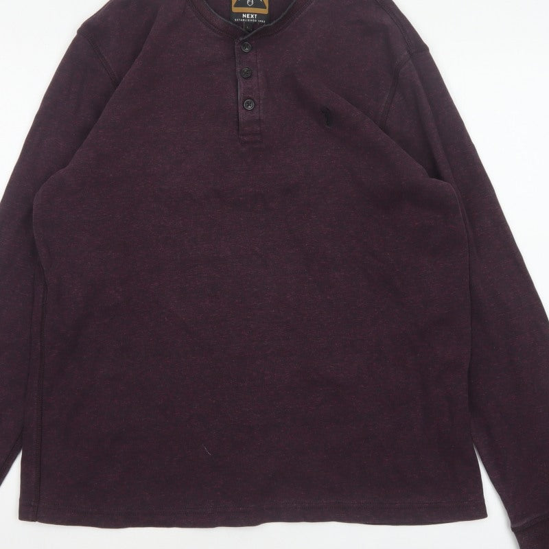 Additional view of Next Men’s Purple L Cotton Henley Long Sleeve Button Top