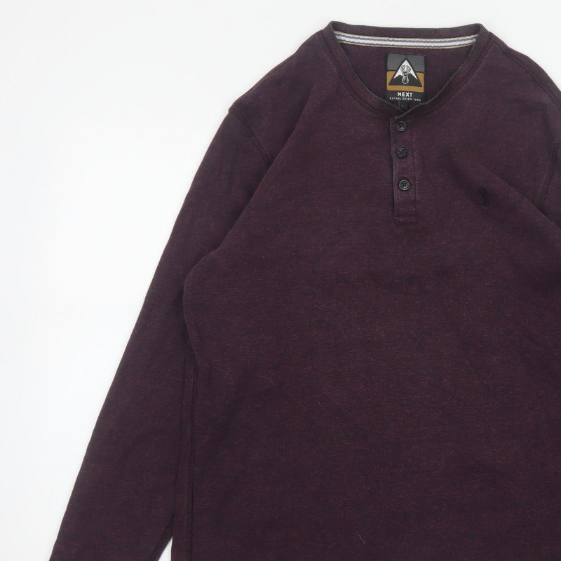 Additional view of Next Men’s Purple L Cotton Henley Long Sleeve Button Top