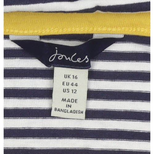 Joules Women Multicoloured UK 16 Striped Boat Neck Long Sleeve Jersey Top