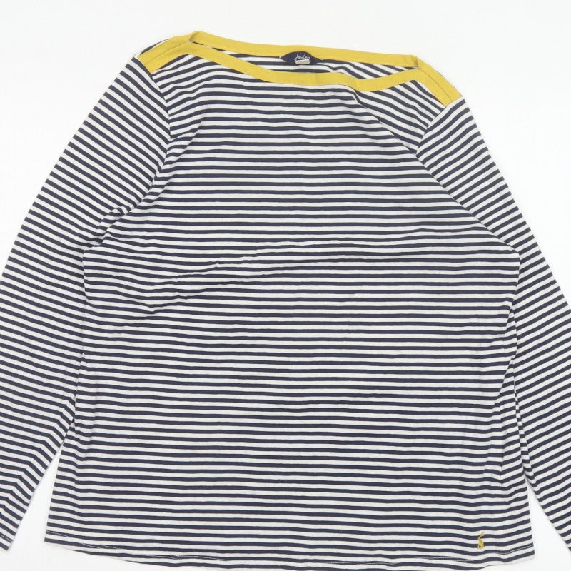 Joules Women Multicoloured UK 16 Striped Boat Neck Long Sleeve Jersey Top