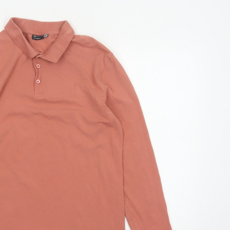 Additional view of ASOS DESIGN Men’s Pink XL Long Sleeve Button Polo Shirt