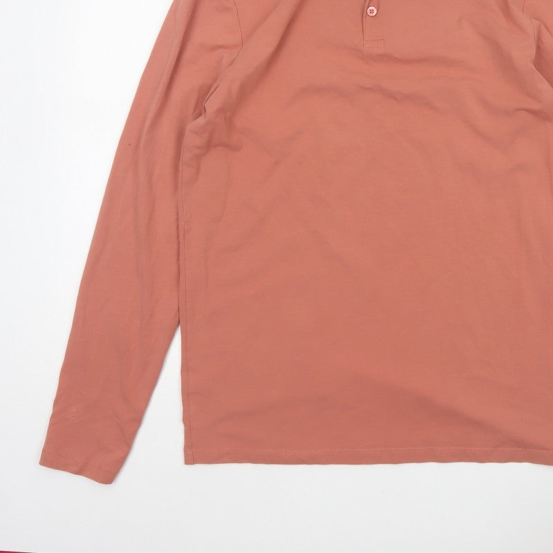 Additional view of ASOS DESIGN Men’s Pink XL Long Sleeve Button Polo Shirt