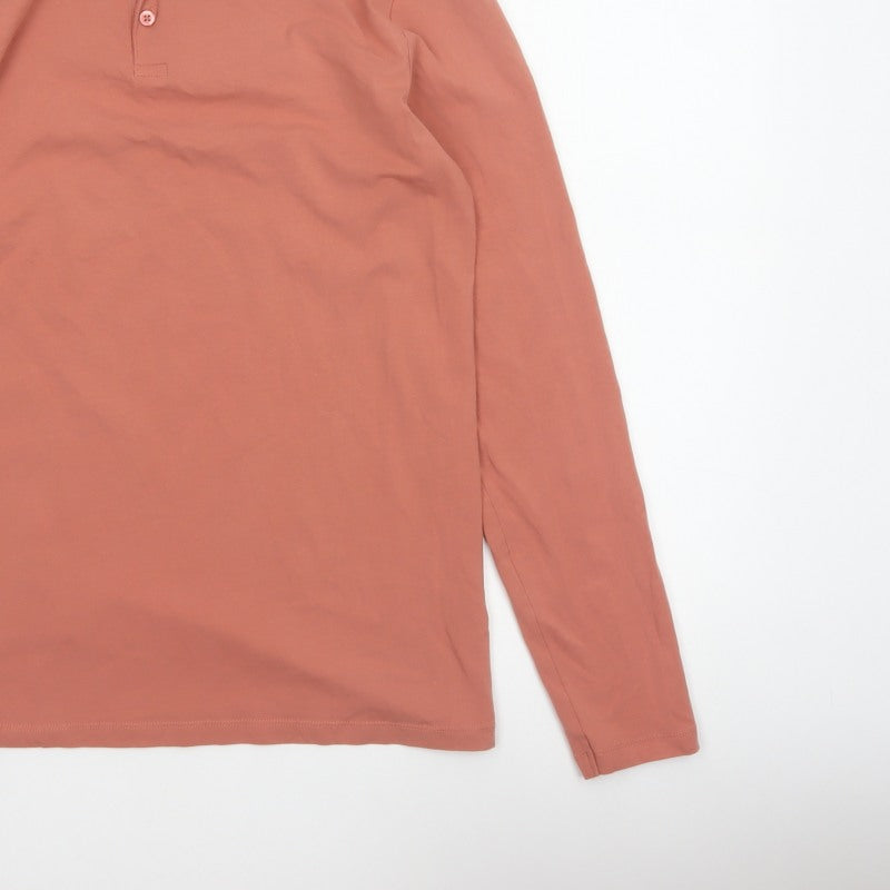 Additional view of ASOS DESIGN Men’s Pink XL Long Sleeve Button Polo Shirt