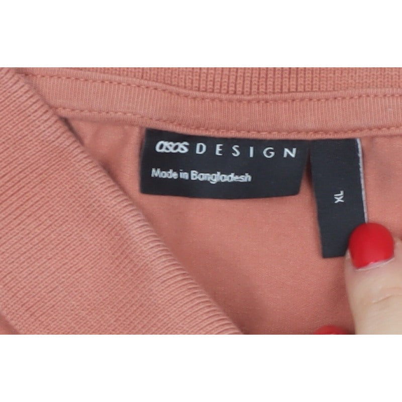Additional view of ASOS DESIGN Men’s Pink XL Long Sleeve Button Polo Shirt