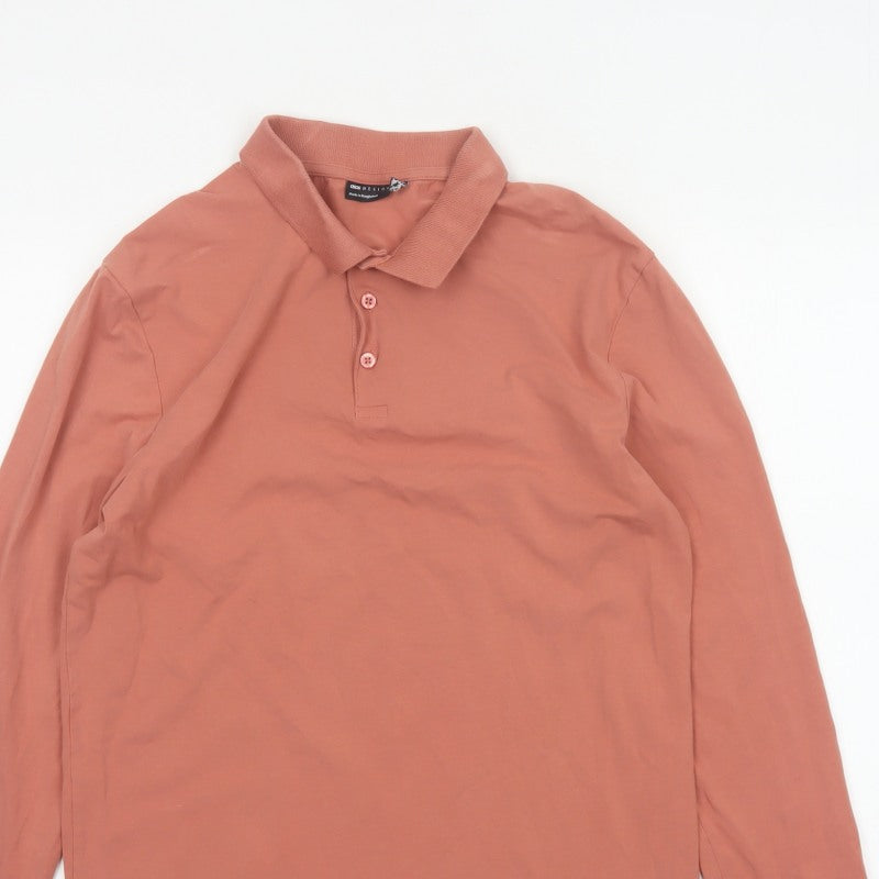 Additional view of ASOS DESIGN Men’s Pink XL Long Sleeve Button Polo Shirt
