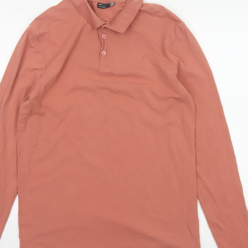 Additional view of ASOS DESIGN Men’s Pink XL Long Sleeve Button Polo Shirt