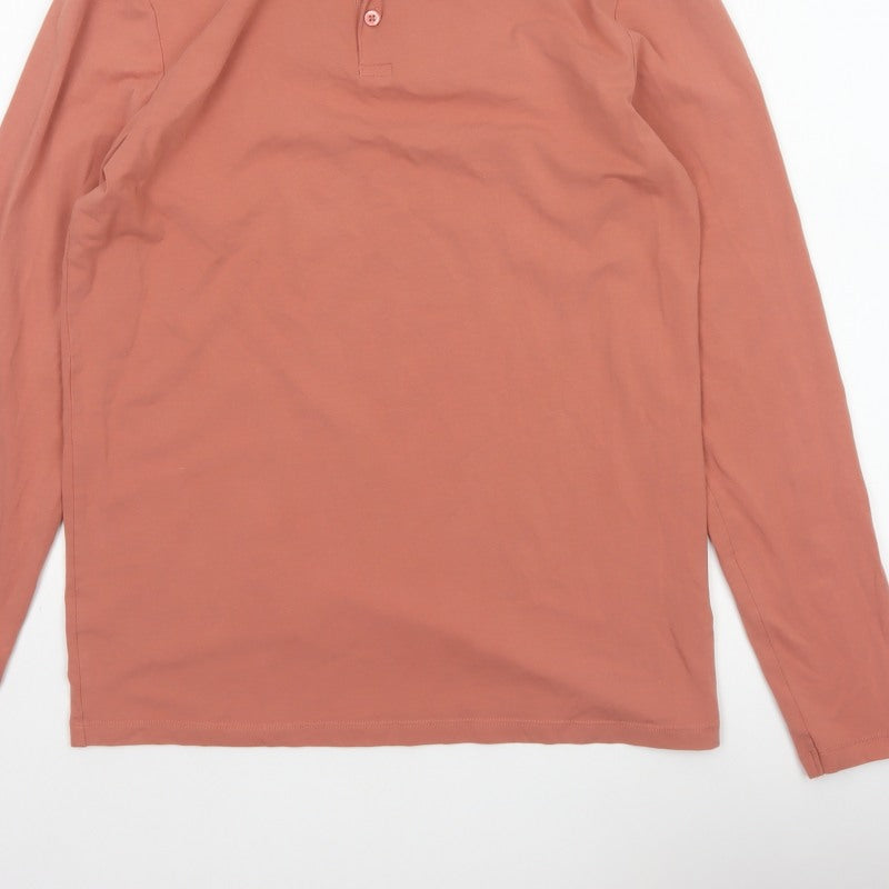 Additional view of ASOS DESIGN Men’s Pink XL Long Sleeve Button Polo Shirt
