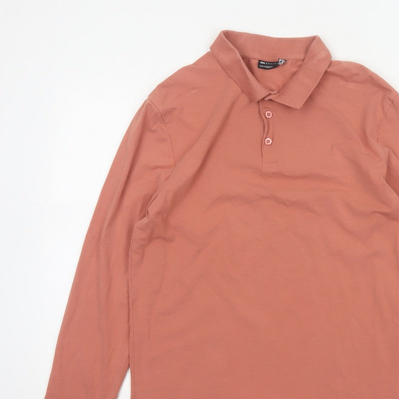 Additional view of ASOS DESIGN Men’s Pink XL Long Sleeve Button Polo Shirt