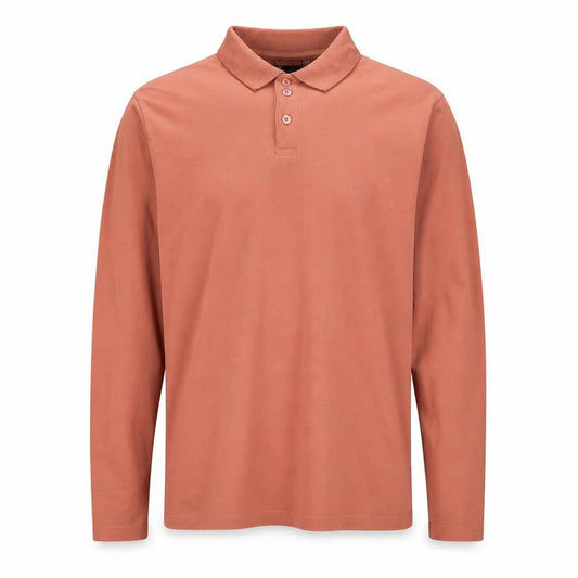 ASOS DESIGN Men’s Pink XL Long Sleeve Button Polo Shirt