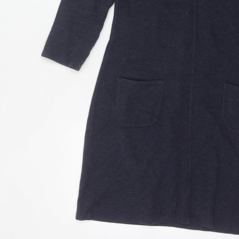 Additional view of White Stuff Women Navy UK 8 Herringbone Shift Dress Long Sleeve Pockets