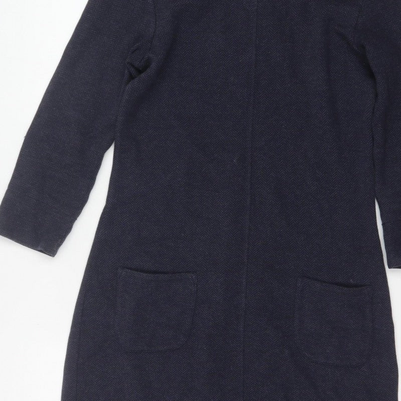 Additional view of White Stuff Women Navy UK 8 Herringbone Shift Dress Long Sleeve Pockets