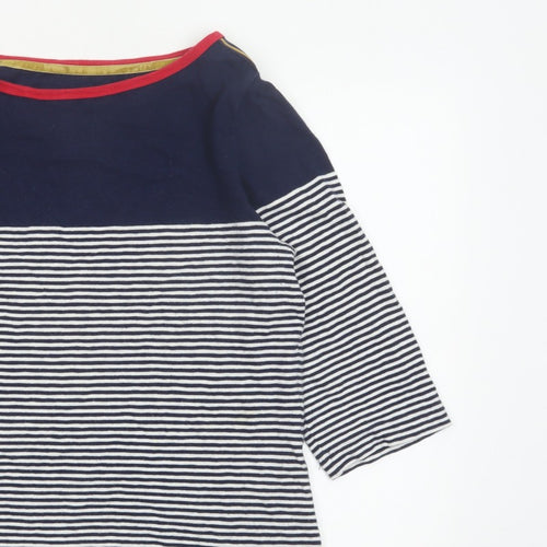 Joules Women Blue UK 16 Ringer Nautical Stripe 3/4 Sleeve Cotton T-Shirt
