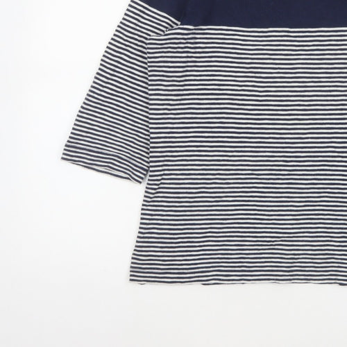 Joules Women Blue UK 16 Ringer Nautical Stripe 3/4 Sleeve Cotton T-Shirt