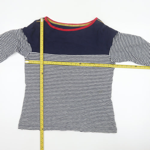 Joules Women Blue UK 16 Ringer Nautical Stripe 3/4 Sleeve Cotton T-Shirt