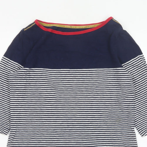 Joules Women Blue UK 16 Ringer Nautical Stripe 3/4 Sleeve Cotton T-Shirt