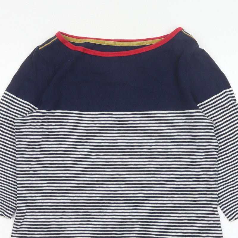 Joules Women Blue UK 16 Ringer Nautical Stripe 3/4 Sleeve Cotton T-Shirt
