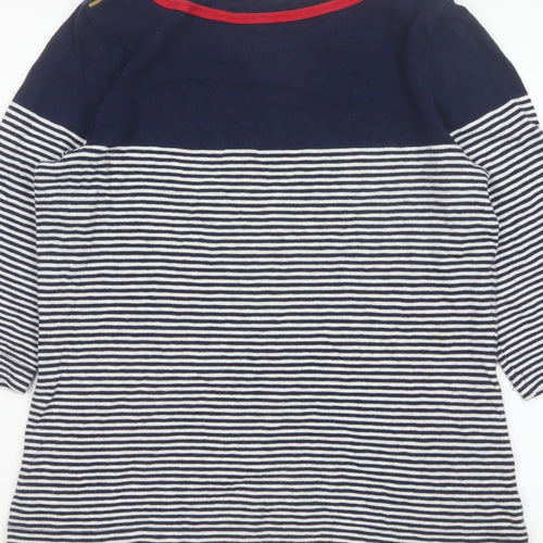 Joules Women Blue UK 16 Ringer Nautical Stripe 3/4 Sleeve Cotton T-Shirt
