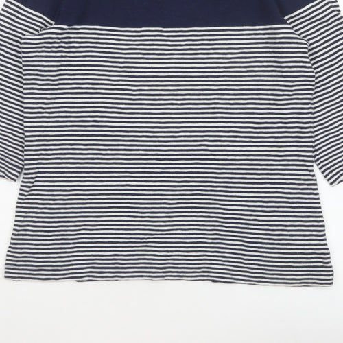 Joules Women Blue UK 16 Ringer Nautical Stripe 3/4 Sleeve Cotton T-Shirt
