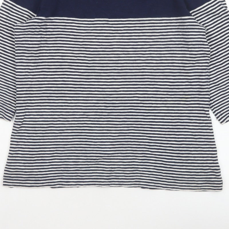 Joules Women Blue UK 16 Ringer Nautical Stripe 3/4 Sleeve Cotton T-Shirt