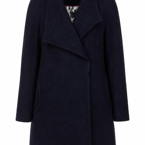 Ted Baker Women’s Navy Wool Blend Long Overcoat UK 10 Asymmetric