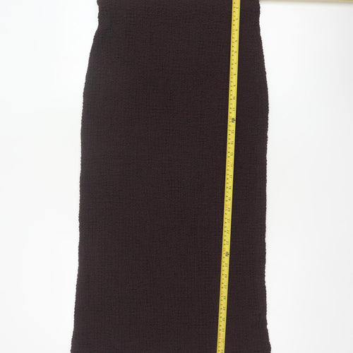 Marks and Spencer Women Brown UK 14 Stretch Knit Midi Pencil Skirt