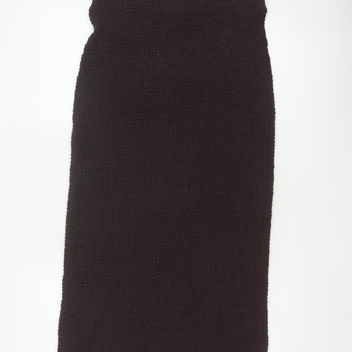 Marks and Spencer Women Brown UK 14 Stretch Knit Midi Pencil Skirt