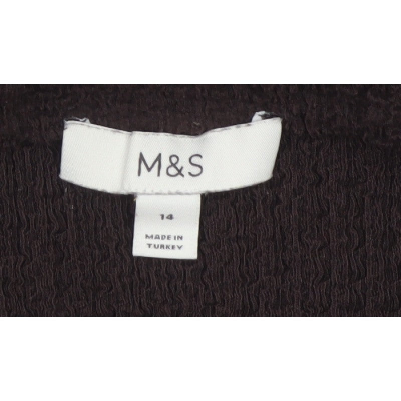 Marks and Spencer Women Brown UK 14 Stretch Knit Midi Pencil Skirt