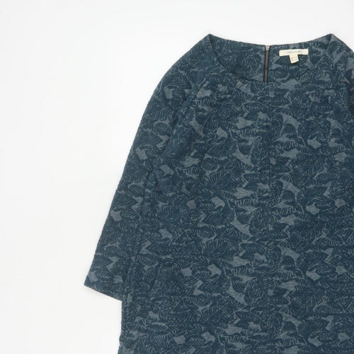 White Stuff Women Blue Floral Jersey Tunic Top UK 14 3/4 Sleeve