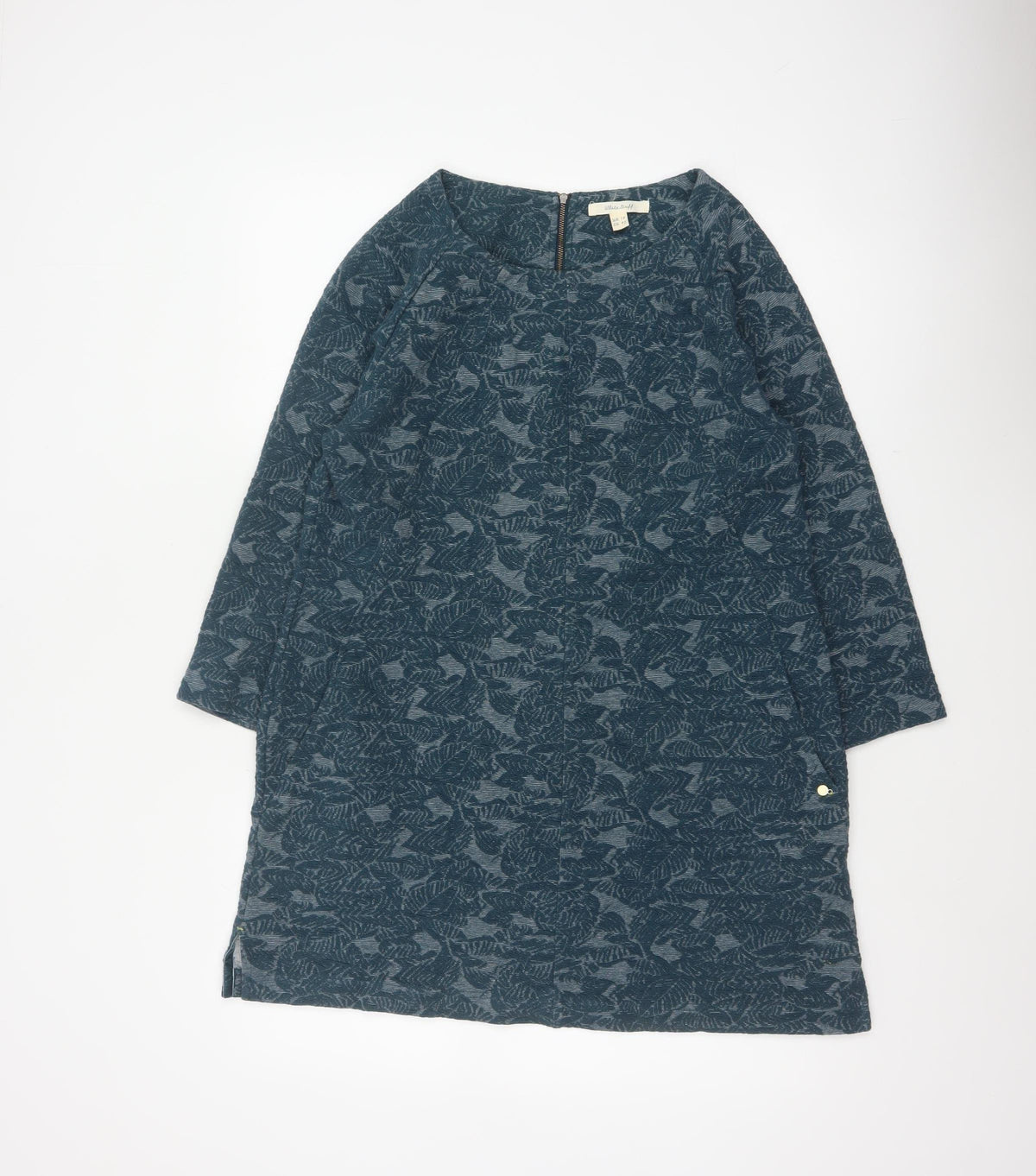 White Stuff Women Blue Floral Jersey Tunic Top UK 14 3/4 Sleeve
