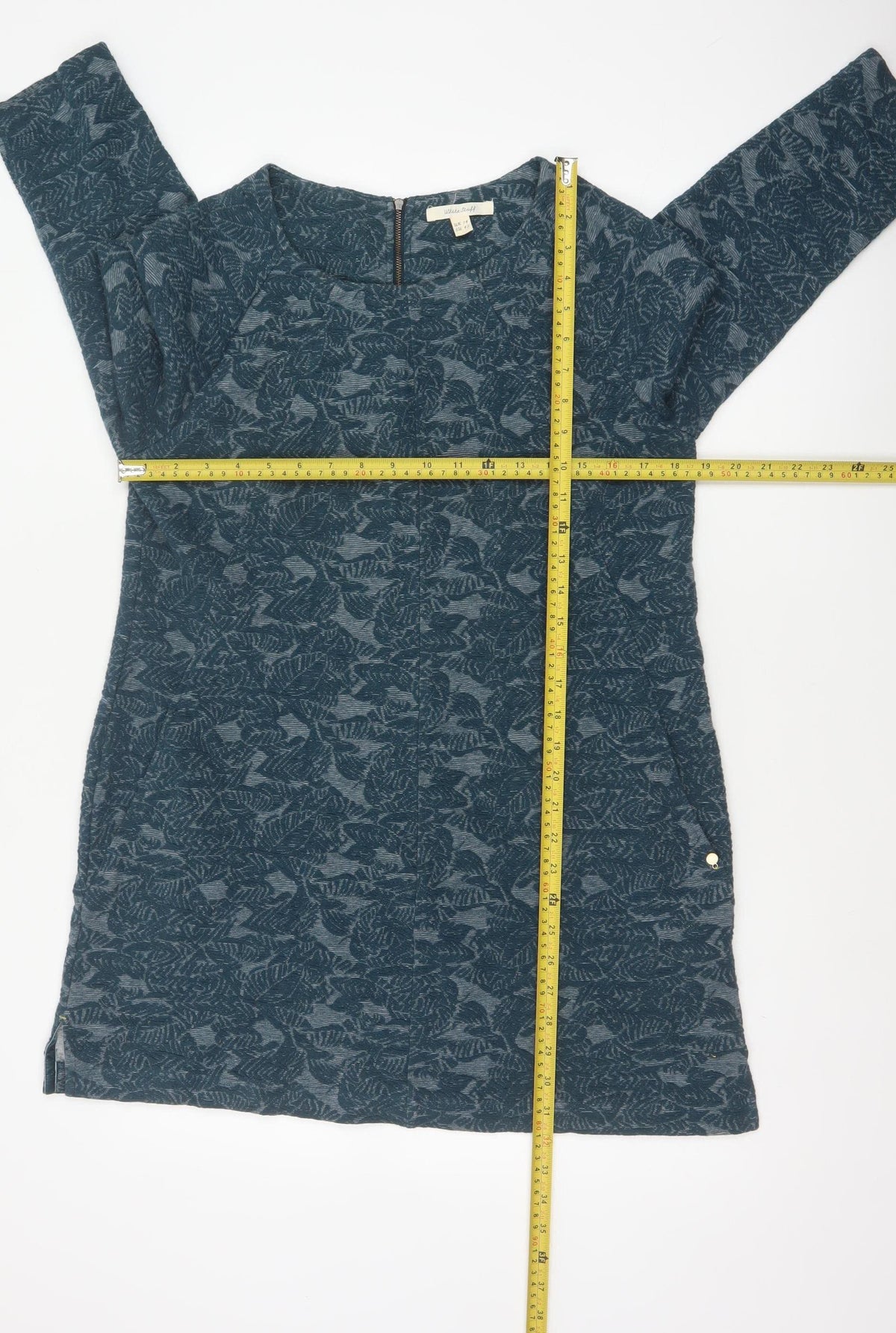 White Stuff Women Blue Floral Jersey Tunic Top UK 14 3/4 Sleeve