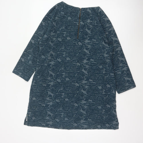 White Stuff Women Blue Floral Jersey Tunic Top UK 14 3/4 Sleeve