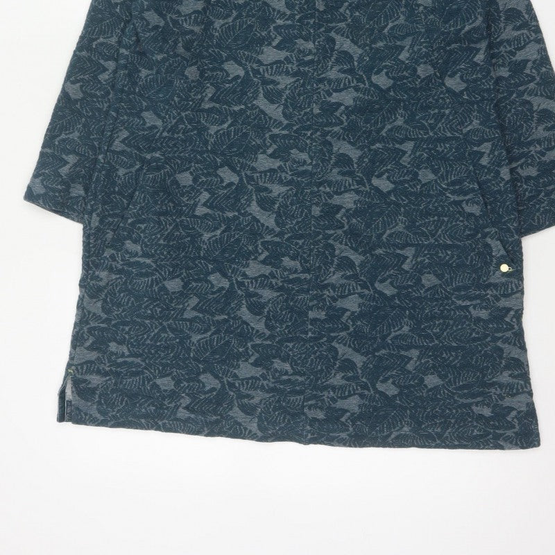 White Stuff Women Blue Floral Jersey Tunic Top UK 14 3/4 Sleeve