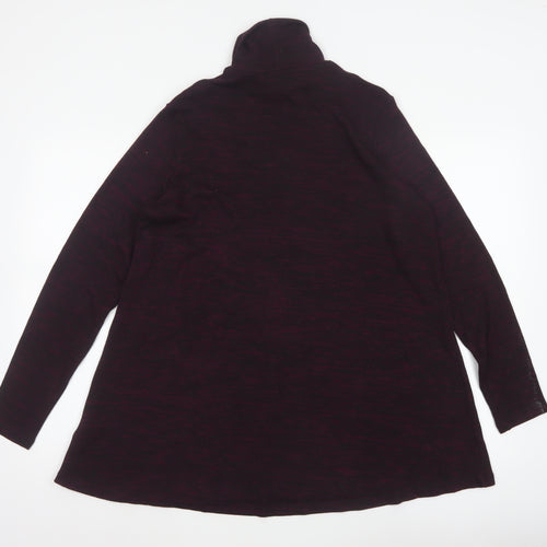 M&S Women Burgundy Mix UK 14 Roll Neck Long Sleeve Tunic Top