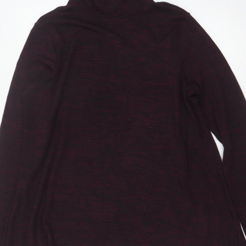M&S Women Burgundy Mix UK 14 Roll Neck Long Sleeve Tunic Top