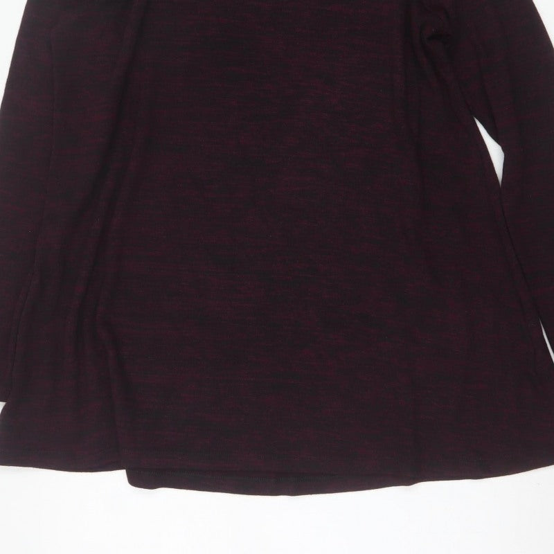 M&S Women Burgundy Mix UK 14 Roll Neck Long Sleeve Tunic Top