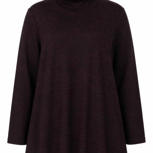 M&S Women Burgundy Mix UK 14 Roll Neck Long Sleeve Tunic Top