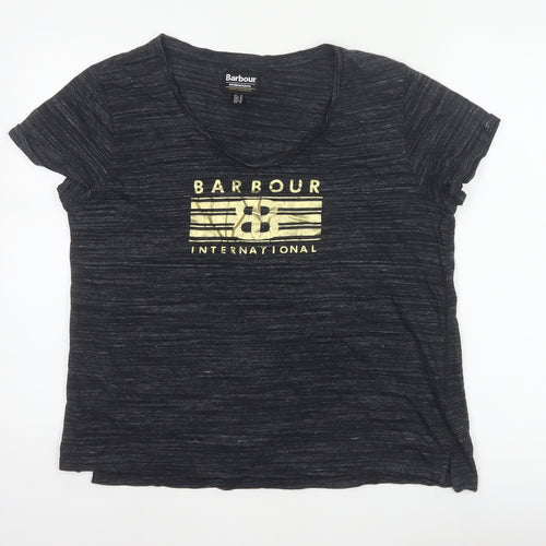 Barbour Women’s Black UK 14 Basic Gold Logo Jersey T-Shirt
