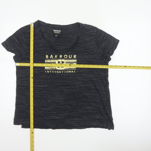 Barbour Women’s Black UK 14 Basic Gold Logo Jersey T-Shirt