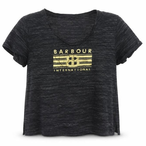 Barbour Women’s Black UK 14 Basic Gold Logo Jersey T-Shirt