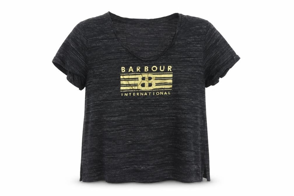 Barbour Women’s Black UK 14 Basic Gold Logo Jersey T-Shirt