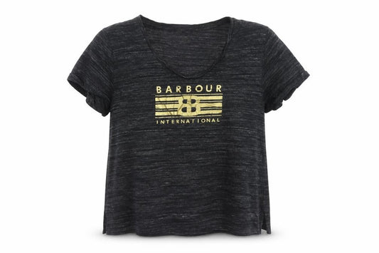 Barbour Women’s Black UK 14 Basic Gold Logo Jersey T-Shirt