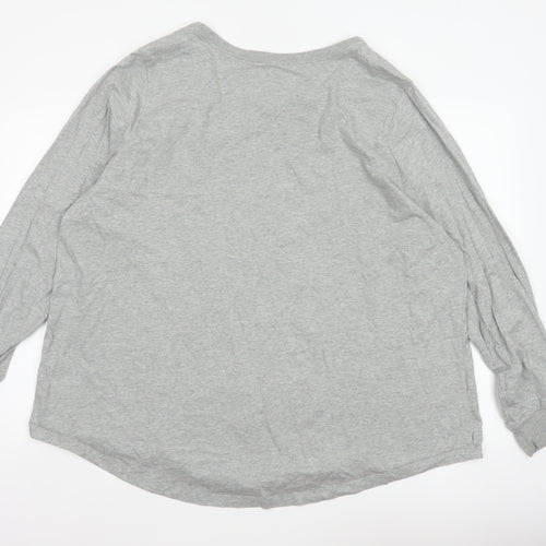 Nike Women Grey 3XL Long Sleeve Logo Crew Neck Basic T-Shirt