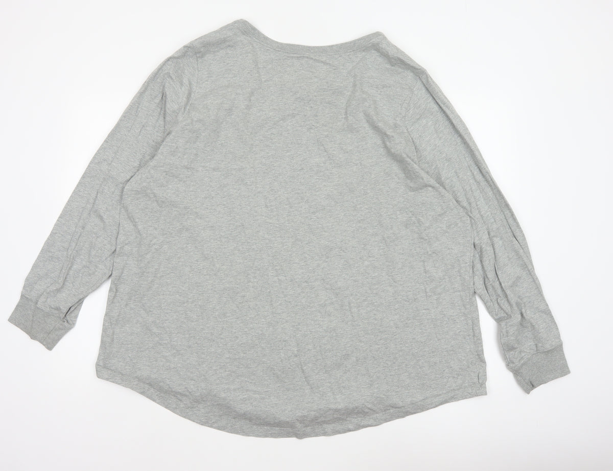 Nike Women Grey 3XL Long Sleeve Logo Crew Neck Basic T-Shirt